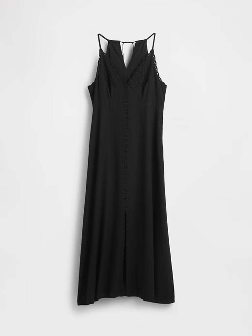 GAP Linen-Blend Embroidered Halter Maxi Dress